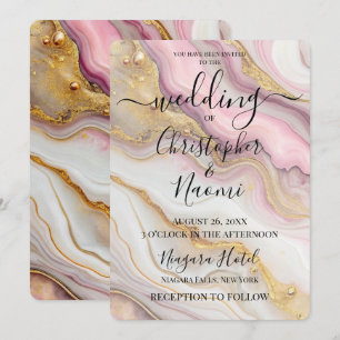 Invitation Créez votre propre Mariage d'encre d'alcool rose e