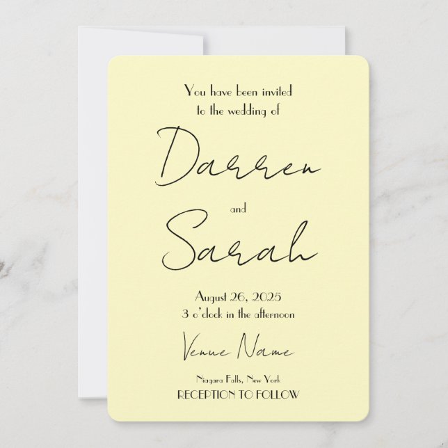 Invitation Créez votre propre Mariage Jaune personnalisé (Devant)