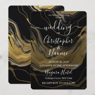 Invitation Créez Votre Propre Mariage Marbré Or Noir