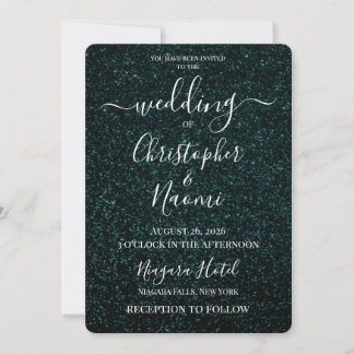 Invitation Créez Votre Propre Mariage Pailleté Vert Foncé