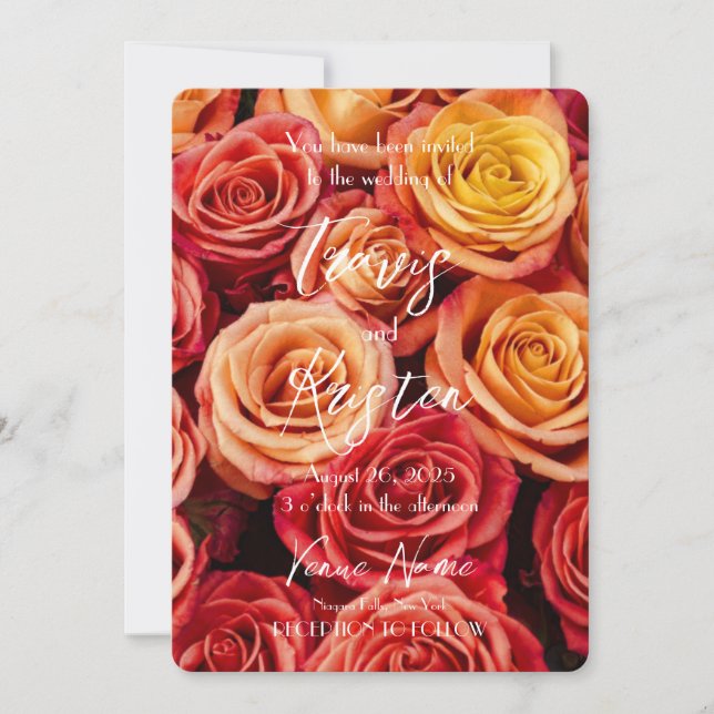 Invitation Créez votre propre Mariage Rose orange (Devant)