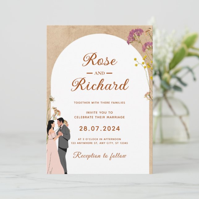 Invitation Créez votre propre Mariage rustique simple et élég (Debout devant)