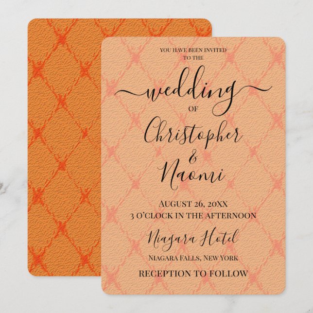 Invitation Créez votre propre Motif de diamant orange rétro (Devant / Derrière)