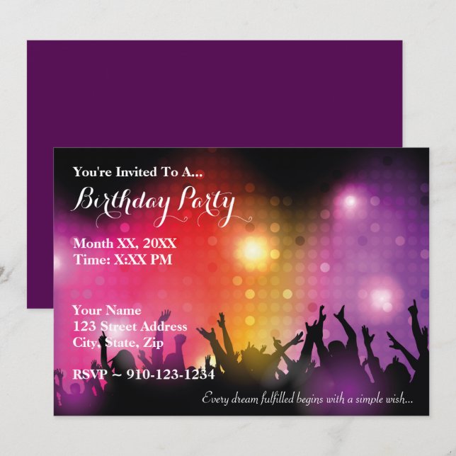 Invitation Créez votre propre Rock Anniversaire Fête Invitati (Devant / Derrière)