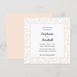 Invitation Crème abstrait feuillage chic mariage moderne