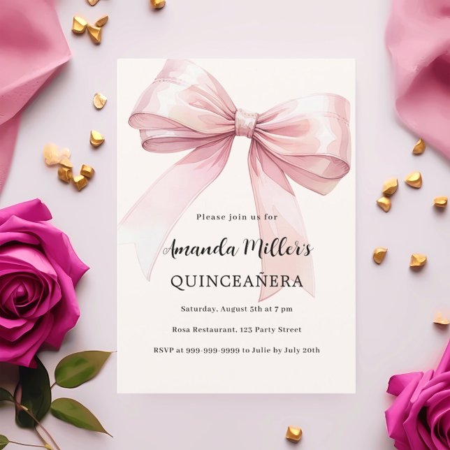 Invitation Crème arc rose élégant Quinceanera (Créateur téléchargé)