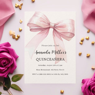 Invitation Crème arc rose élégant Quinceanera luxe