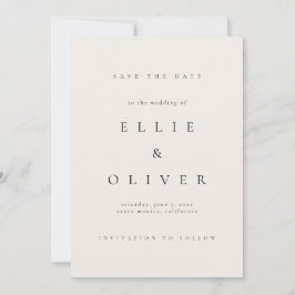 Invitation Crème beige et noir Elegant Boho Enregistrer la da