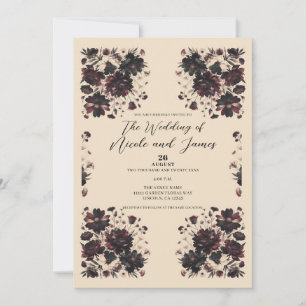 Invitation Crème Beige Vintage Shabby Chic Floral Élégant