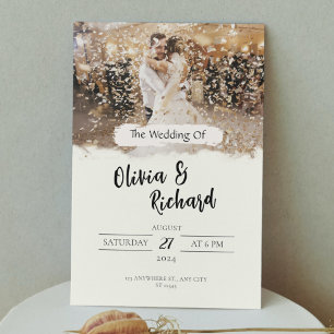 Invitation Crème blanche minimaliste photo Mariage élégant