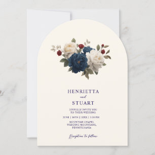 Invitation Crème Bleu Terre Cuite Floral Arch tout en un