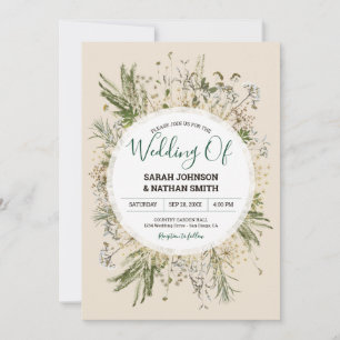 Invitation Crème botanique Faux Fleurs séchées Mariage