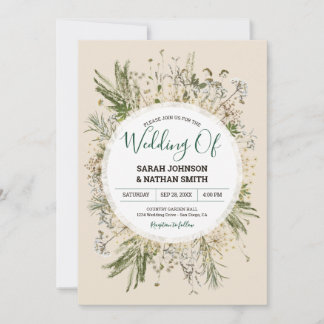 Invitation Crème botanique Faux Fleurs séchées Mariage