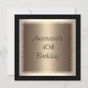 Invitation Crème Bronze Glamor sur Noir 40e anniversaire