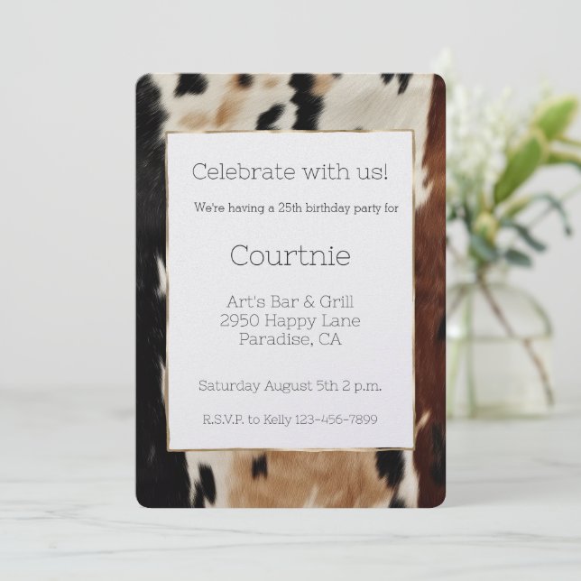 Invitation Crème Brown Cowgirl Cowboy anniversaire (Debout devant)