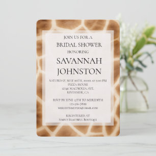 Invitation Crème Brown Giraffe Safari animal nuptiale douche