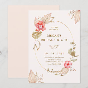 Invitation Crème calme fleurie élégante douche nuptiale