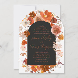 Invitation Crème claire Burange Orange Floral Arch Mariage