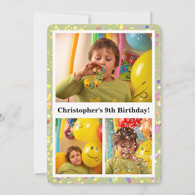 Invitation Crème de chaux personnalisable Photos d'anniversai (Devant)