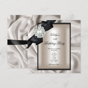 Invitation Crème de fête d'anniversaire Black Pearl