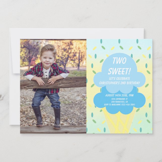 Invitation Crème de glace 2ème anniversaire (Devant)