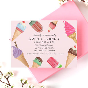 Invitation Crème de glace Anniversaire Pink Summer Party