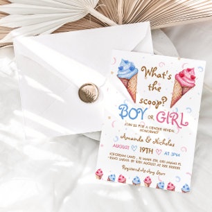 Invitation Crème de glace bleu rose Été Sexe Révélation