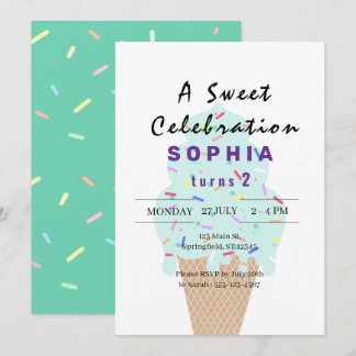 Invitation Crème de glace douce Anniversaire
