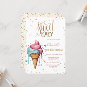 Invitation Crème de glace goutte de diamants Bande Anniversai
