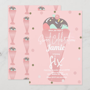 Invitation Crème de glace rétro Confetti Sundae Scoop