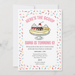 Invitation Crème de glace Sundae Aquarelle sociale Anniversai