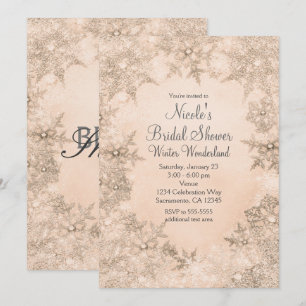 Invitation Crème de pêche de Winter Wonderland Élégants floco