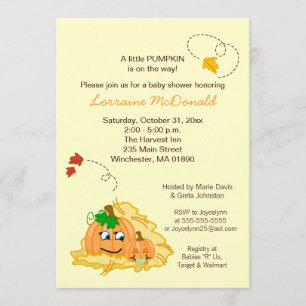 Invitation Crème d'invitation Citrouille neutre Baby shower d