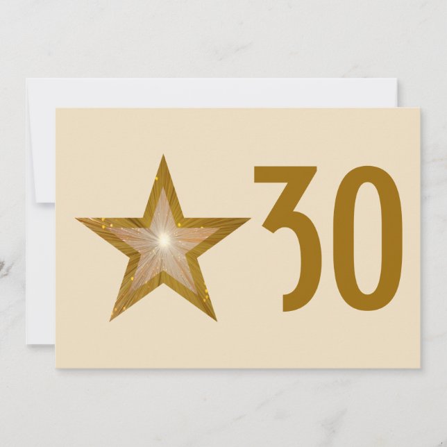 Invitation crème d'invitation pour anniversaire Gold Star 'Ag (Devant)