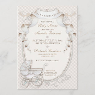 Invitation Creme d'ivoire de transport vintage En vichy oisea