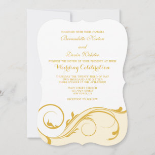 Invitation Crème d'or Floral Swirl Mariage de crochet invite