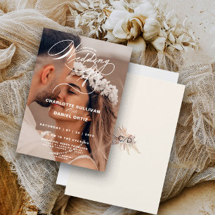 Invitation Crème Élégant  Floral Boho Le Mariage De  Photo  