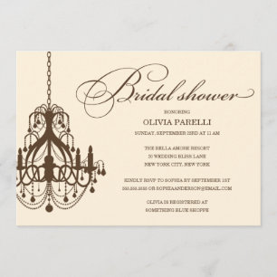 INVITATION CRÈME ET BROWN DE FÊTE DE LA MARIÉE DU