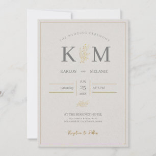 Invitation Crème Et Gris Simple Minimaliste Mariage Élégant