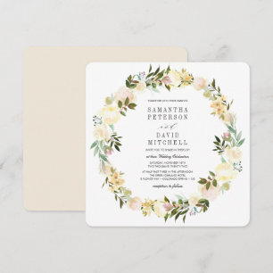 Invitation Crème et ivoire Botanique Garland Mariage floral