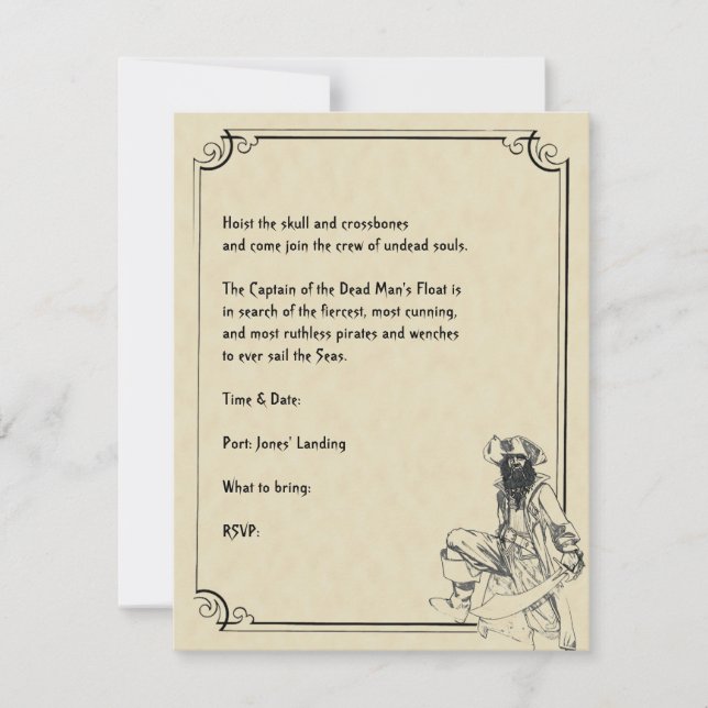 Invitation Crème et noir oh ! Partie de Halloween de pirate (Devant)