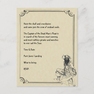 Invitation Crème et noir oh ! Partie de Halloween de pirate