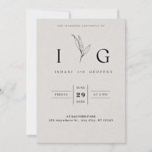 Invitation Crème Et Noir Simple Minimaliste Mariage Élégant