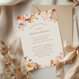 Invitation Crème Floral Automne Sexe Baby shower neutre