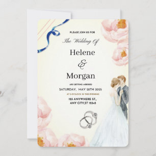 Invitation Crème Floral Rustique Mariage