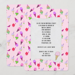 Invitation Crème glacée Anniversaire Consoles de fête Invitat