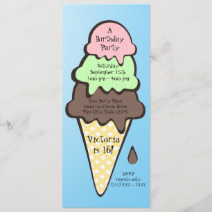 Invitation Crème glacée Cone fête d'anniversaire