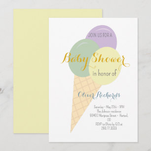 Invitation Crème glacée Cone Scoop Baby shower pour enfants