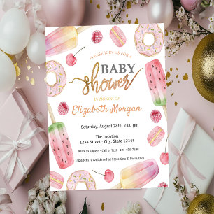 Invitation Crème glacée, Donuts Sucreries Baby Shower