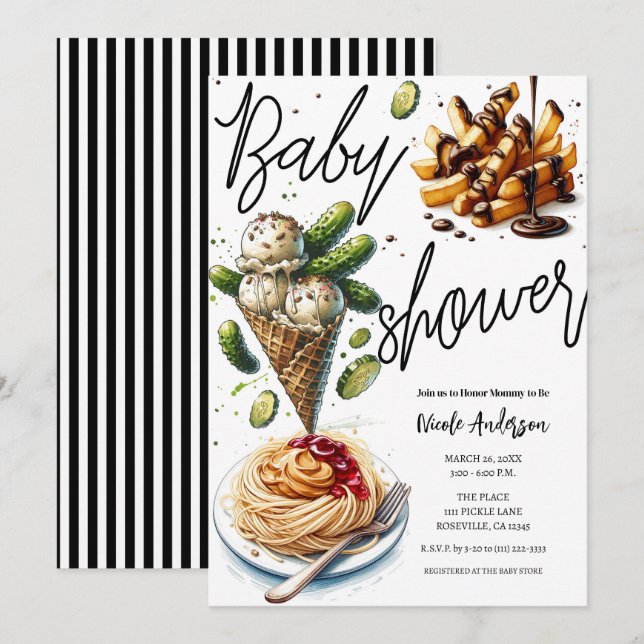 Invitation Crème glacée et chicules Baby shower de craquelure (Devant / Derrière)